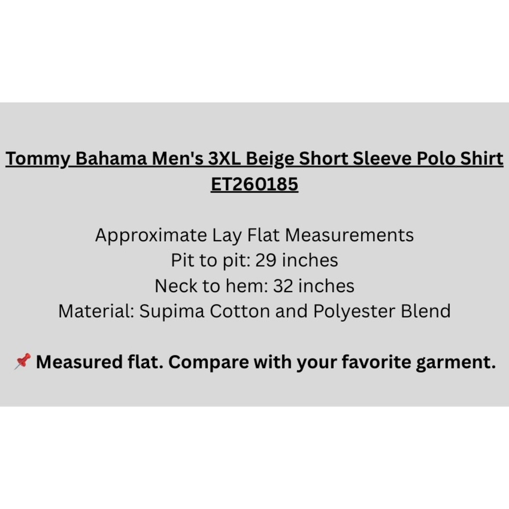 Tommy Bahama Men's 3XL Beige Short Sleeve Supima Cotton Polo Shirt - Picture 9 of 10